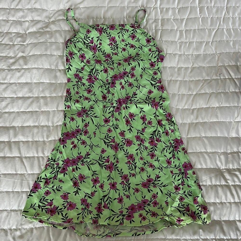 Zara Floral Green and Purple Dress